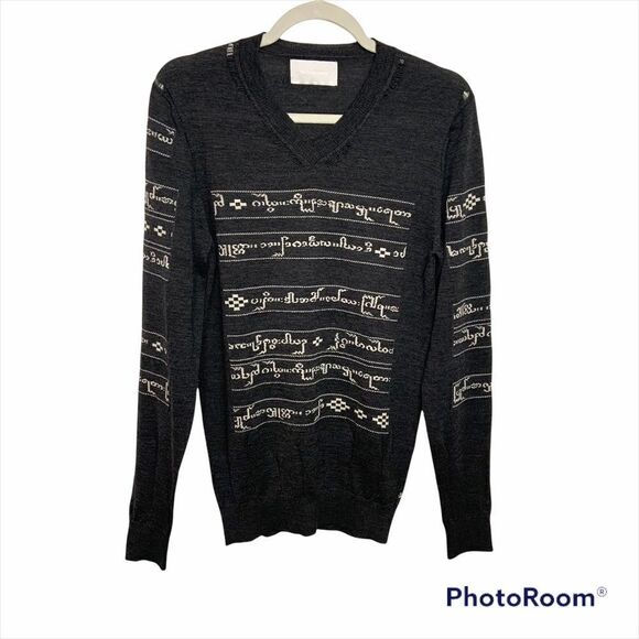 Miharayasuhiro Other - Like NEW Miharayasuhiro Grey Distressed Wool V Neck  Sweater Size Small O13